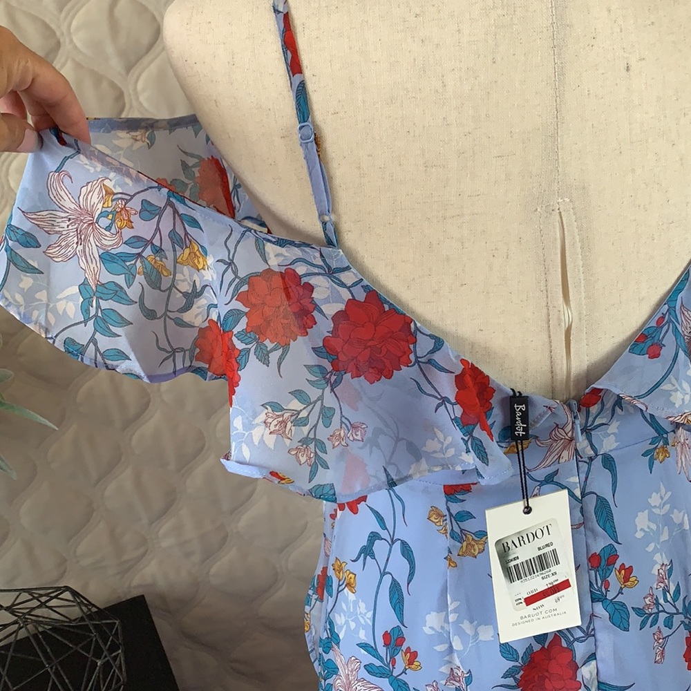 Bardot Blue Chiffon Floral Maxi - size 4 & 12 - Picture 6 of 11